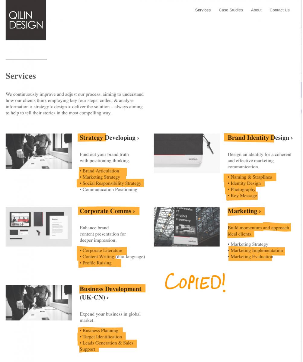 Guilin Design Services Page Website Copycat