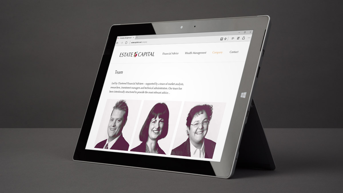 Estate Capital Team Page on Tablet Device