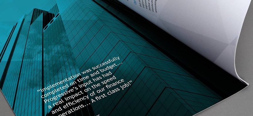 Close up of open brochure demonstrating brand copywriting
