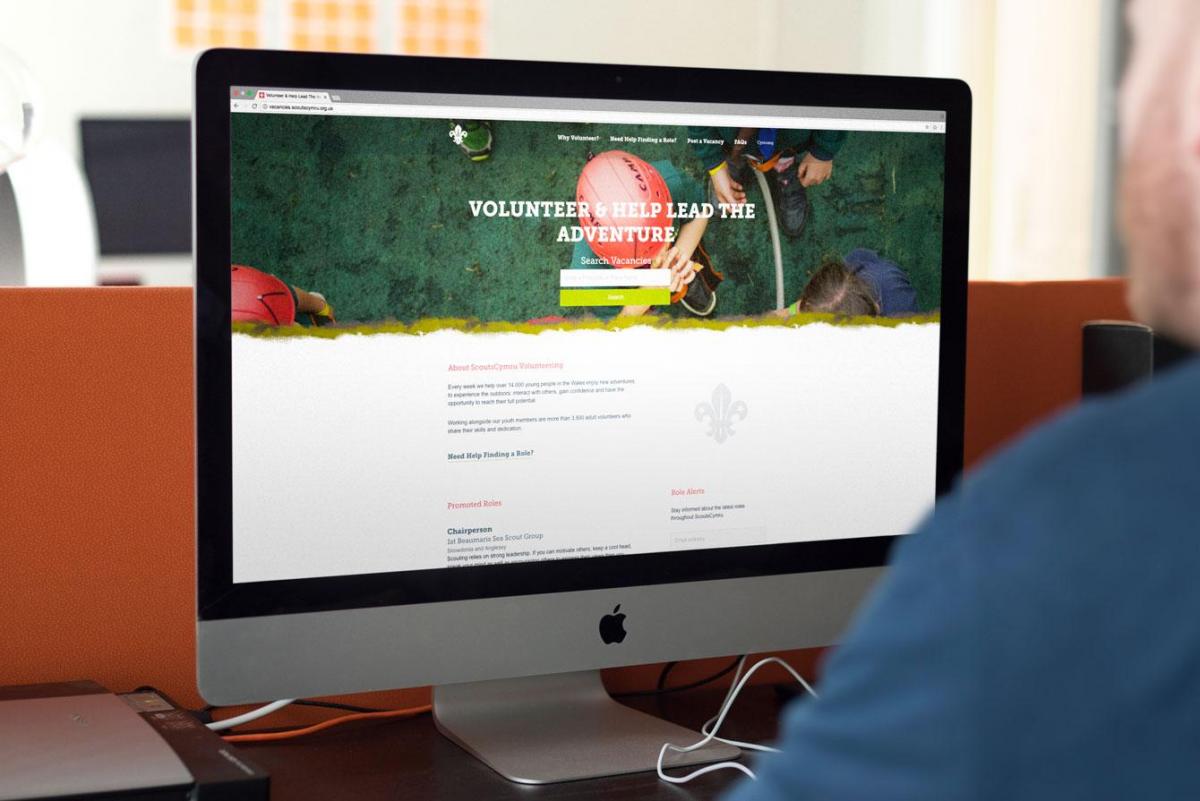 ScoutsCymru Recruitment Website homepage on an iMac