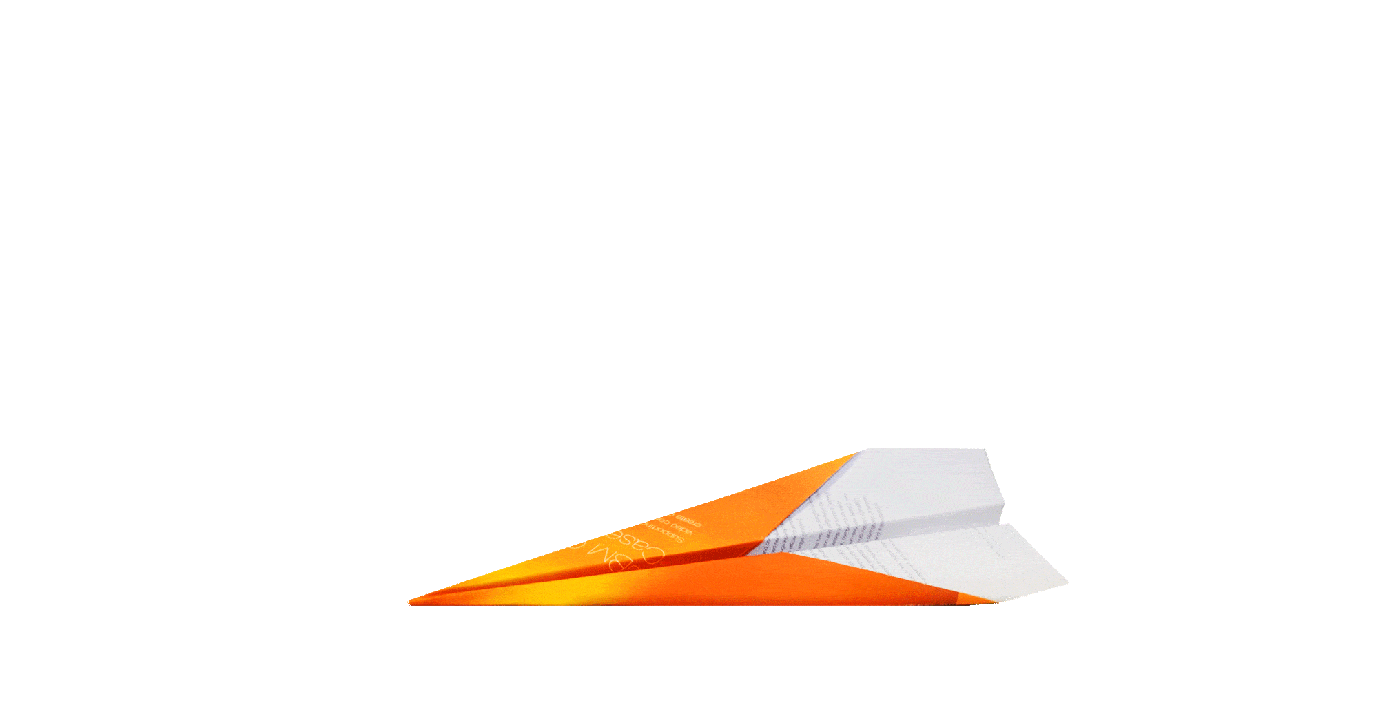 Animated paper plane made from marketing literature.