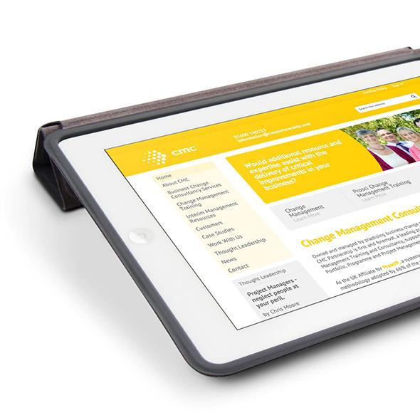 CMC Partnership website on tablet device