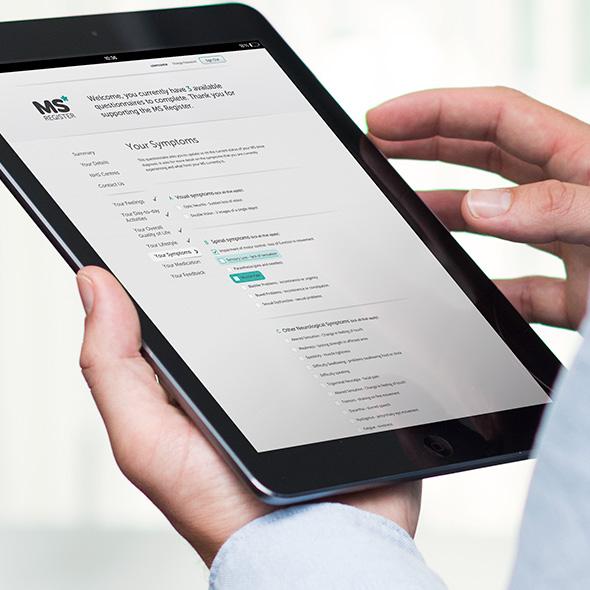 MS Register website on tablet device